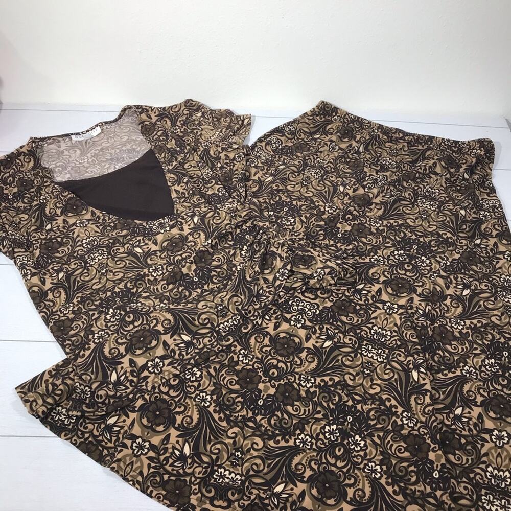 Studio I Brown Floral Skirt Set Size 10